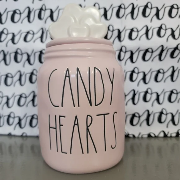 Rae Dunn Matte Pink Candy Hearts Baby Canister - Valentine's Day Decor - Picture 1 of 9